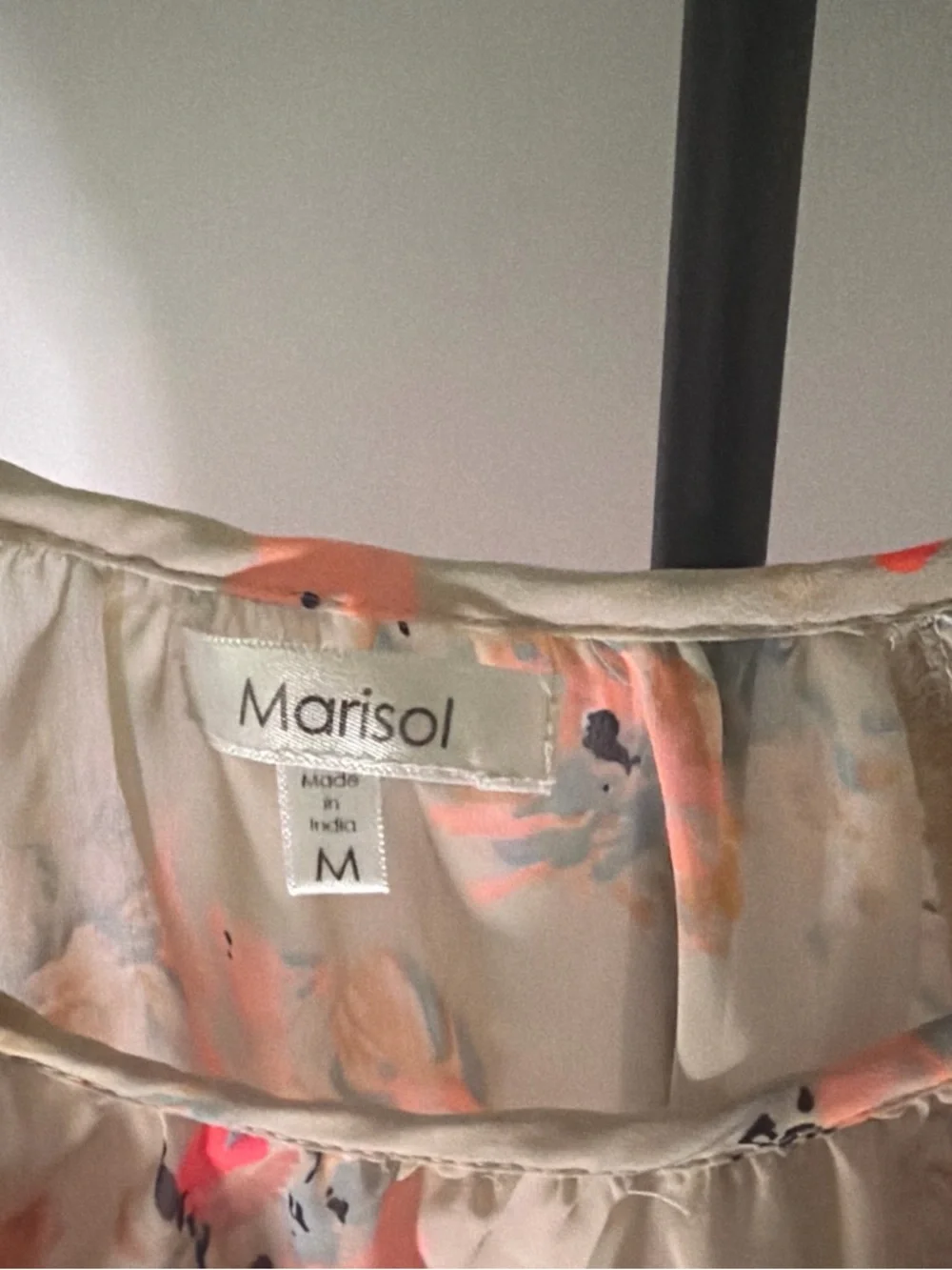 Marisol Floral Ruffle Cap-Sleeve Top in Cream and Coral - Picture 2 of 3